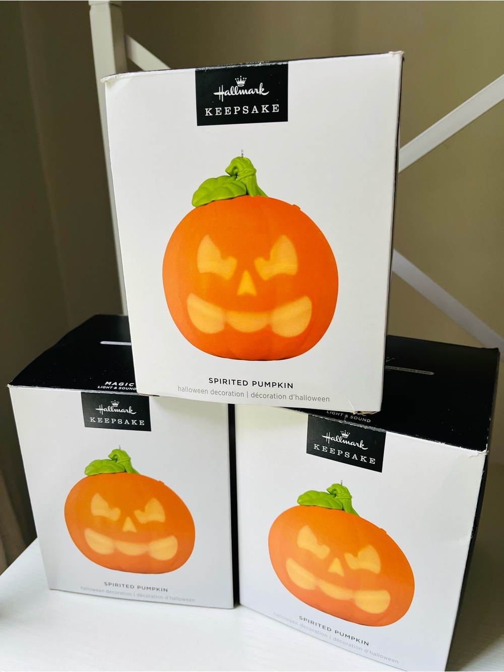 Hallmark Keepsake Spirited Pumpkins (Set 3) Light/Sound Includes Power cords!
